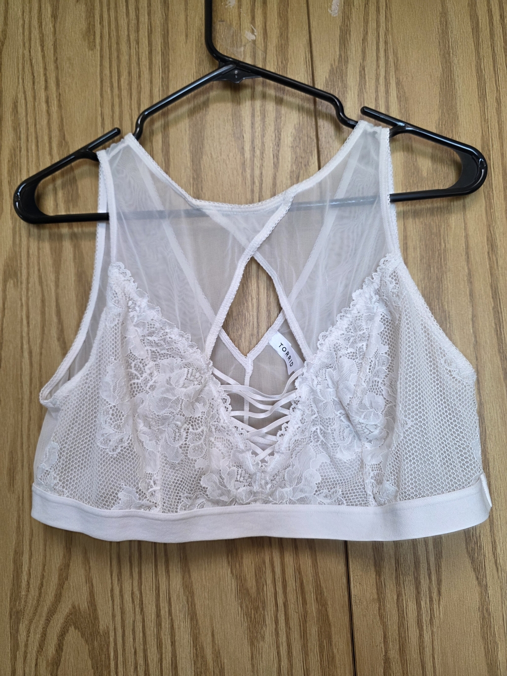 White Lace Bralette with Crisscross Back